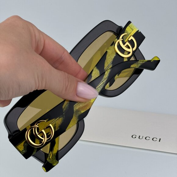 Gucci GG1547S 004 BRAND NEW Sunglasses Black Brown Women Square - Picture 4 of 12